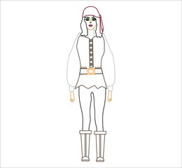 woman dressed as a pirate with bandana on her head. illustration for web and mobile design.