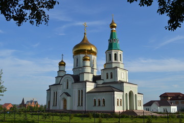 Fototapeta na wymiar Orthodox Church of Sergius of Radonezh city Topki, Kemerovo region of Russia