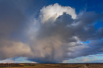 Obraz na płótnie Canvas Landscape of cumulus snow cloud formation, dramatic view