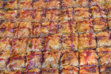 Traditional baklava sweet dessert delights, cataif pastry