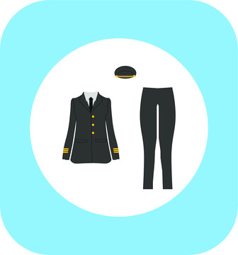 black pilot uniform set isolated clip art preview