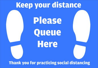 Social distancing notice isolated on blue background vector illustration 