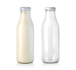 Fresh milk in a glass bottle