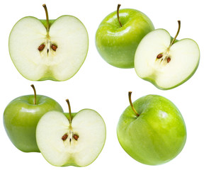 Green apples isolated on white  background with clipping path
