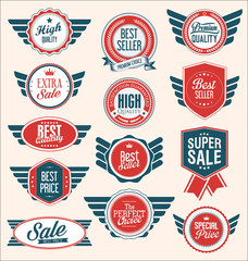 collection blue and red shields badges