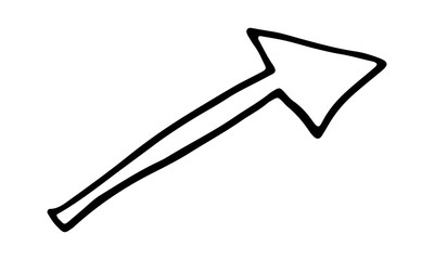 Arrow vector icon, hand drawn illustration. Simple doodle object and design element. Business and economical concept