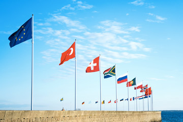 European flags waving in the wind