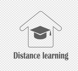 Fototapeta na wymiar Distance learning vector illustration on transparent background. Online education. Studying during the quarantine period, social distance and self-isolation