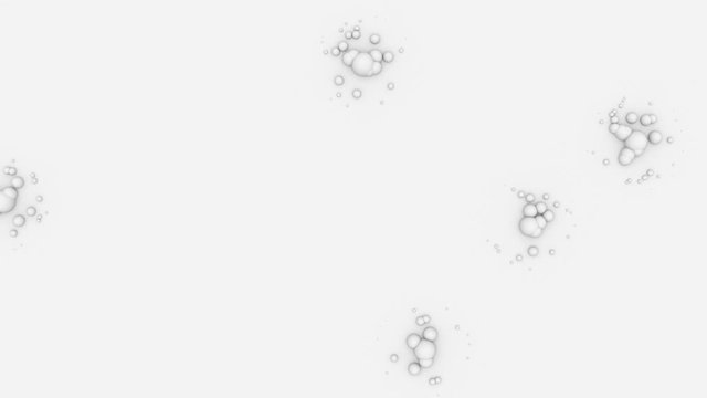 Matte white bubbles connected in groups move quickly on a white background. Funny toons. Seamless loop.