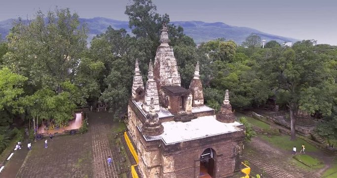Video from Wat Chet Yot's drone's corner In Chiang Mai, a historic temple in Chiang Mai