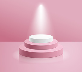  Podium with spotlight vector illustrations.