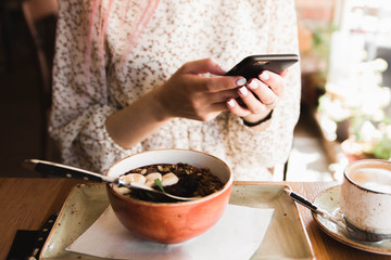cup of coffee on the table for breakfast in a cafe