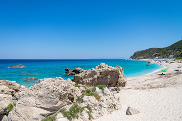 Kathisma Beach, Lefkada Island, Greece. Kathisma Beach is one of the best beaches in Lefkada Island in Ionian Sea