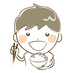 ご飯を食べる男の子