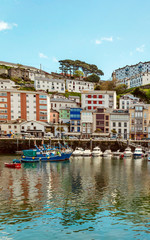 Luarca village in Asturias in the north of Spain in a cloudy day