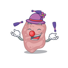 An attractive verrucomicrobia cartoon design style playing juggling