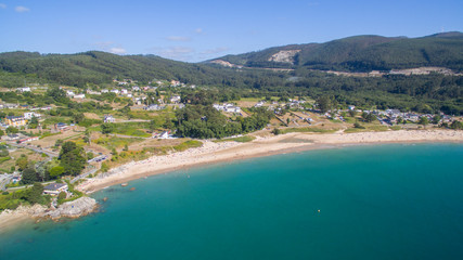 aerial view of Viveiro´s beach in Galicia Spain