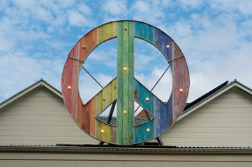Rainbow colored peace sign