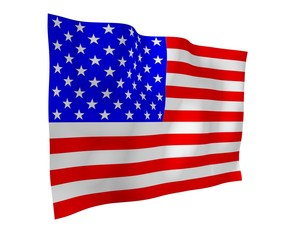 Fototapeta premium Waving flag of the United States of America. Stars and Stripes. State symbol of the USA. 3D illustration