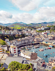 Luarca village in Asturias in the north of Spain in a cloudy day