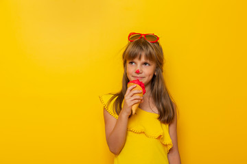 Little girl eating ice cream