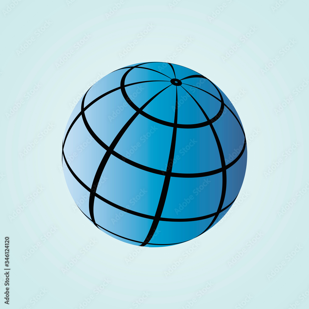 Aufkleber globe icon. flat vector drawing. horizontal vertical lines