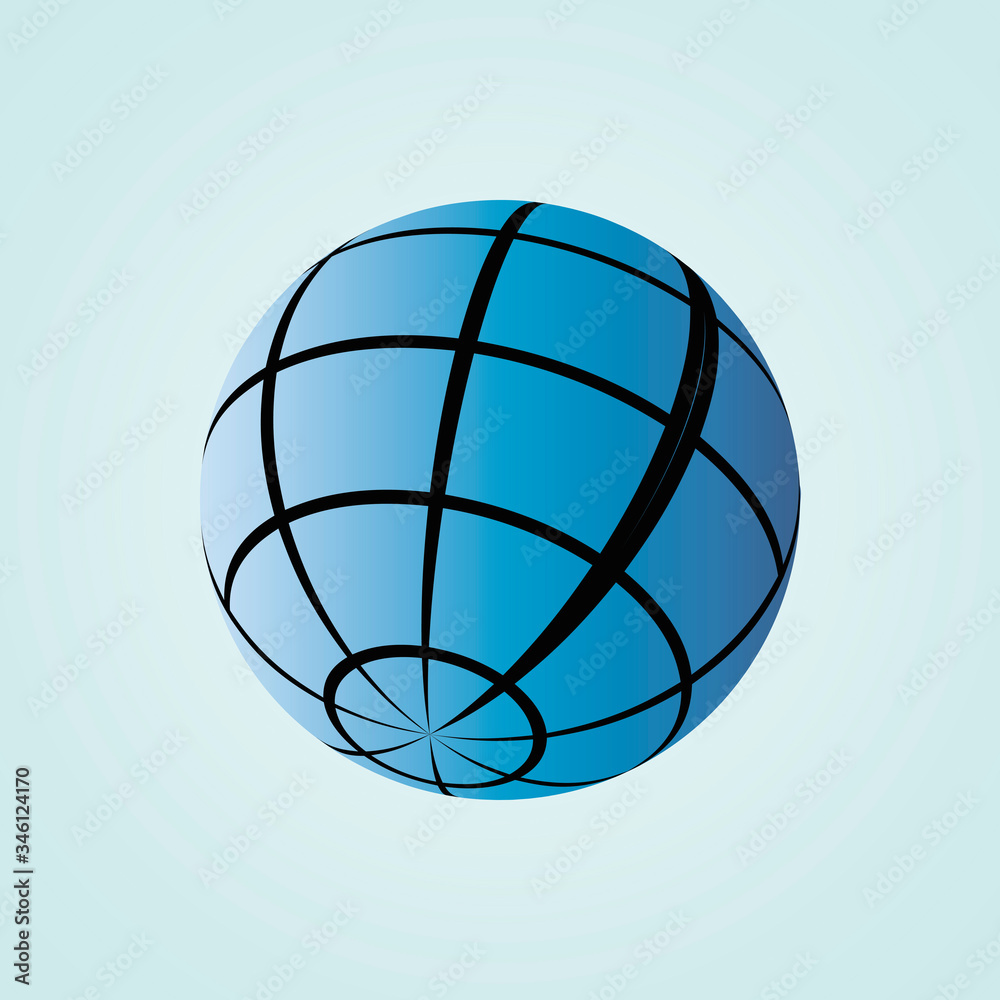 Poster globe icon. flat vector drawing. horizontal vertical lines