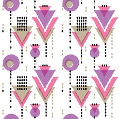 Lilac geometric floral pattern on white background