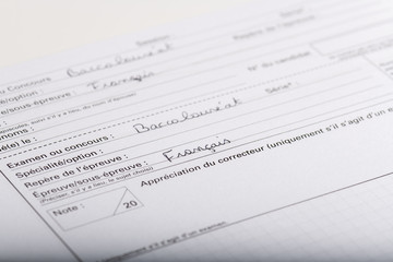 Obraz premium French baccalaureate exam copy