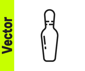 Black line Bowling pin icon isolated on white background. Vector Illustration