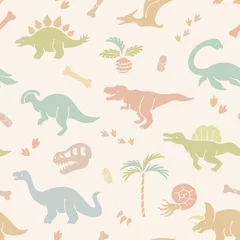  恐竜のシームレスパターン背景 © Nora Hachio