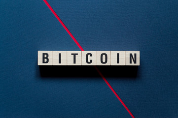 Bitcoin word concept on cubes