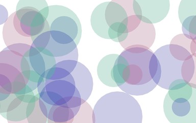 Multicolored translucent circles on a white background. Pink tones. 3D illustration