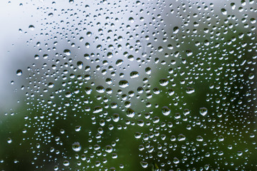 fogged glass with water drops