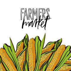 FARMERS market lettering and Corncob advertising template