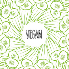 VEGAN lettering on outlined Cucumbers banner template