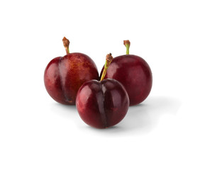 Plum fruit isolated on white background.With clipping path.