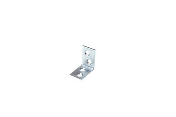 Metal 90 degree fixating bracket with four holes, isolated on white background