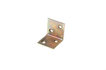 Metal alloy 90 degree angle fixating bracket, isolated on white background
