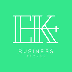 Line art vector of letters EK, KE