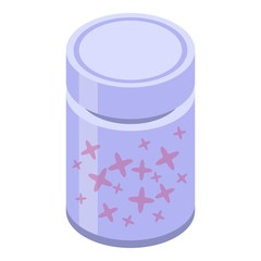 Lilac tea box icon. Isometric of lilac tea box vector icon for web design isolated on white background