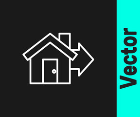 White line Sale house icon isolated on black background. Buy house concept. Home loan concept, rent, buying a property. Vector Illustration