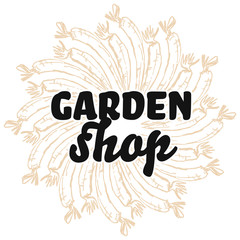 garden shop sign on background of Carrots