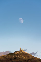 castle ruins under the moon