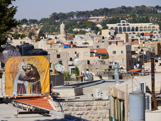 looking over the rooftops over the city of Jerusalem, Israel