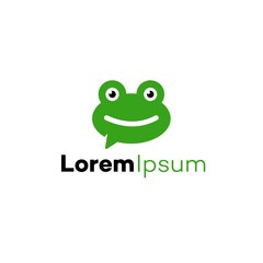 frog toad chat logo chatting and messaging app icon in simple modern style with bubble speech