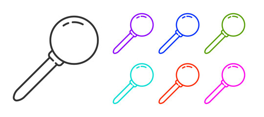 Black line Push pin icon isolated on white background. Thumbtacks sign. Set icons colorful. Vector Illustration