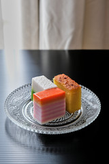 Malay Traditional Kuih on Glass Plate