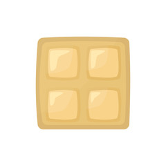 Yellow waffle illustration. Square, waffle, white. Food concept. illustration can be used for topics like confectionery, sweet shop, bakery