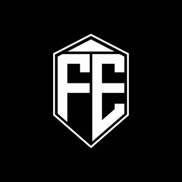 FE logo monogram with emblem shape combination tringle on top design template